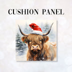 CUSHION Fabric Panel Christmas Highland Cow 1 CP-1213