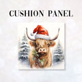 CUSHION Fabric Panel Christmas Highland Cow 2 CP-1214