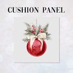 CUSHION Panel Christmas Red Bauble Grey CP-788