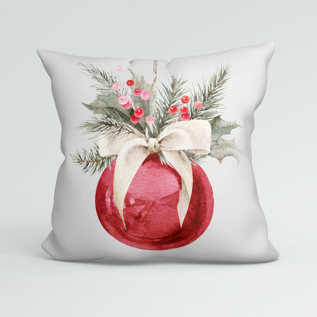 CUSHION Panel Christmas Red Bauble Grey CP-788