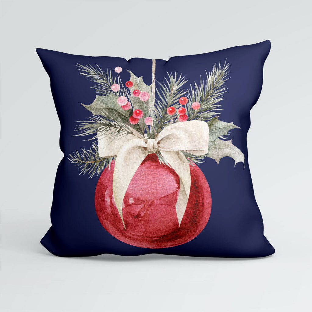 CUSHION Panel Christmas Red Bauble Navy CP-789