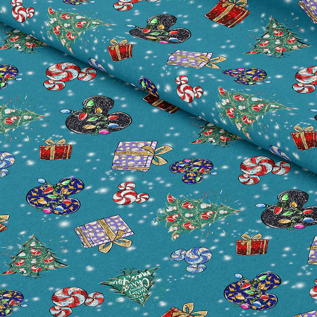 Christmas Teal Fabric