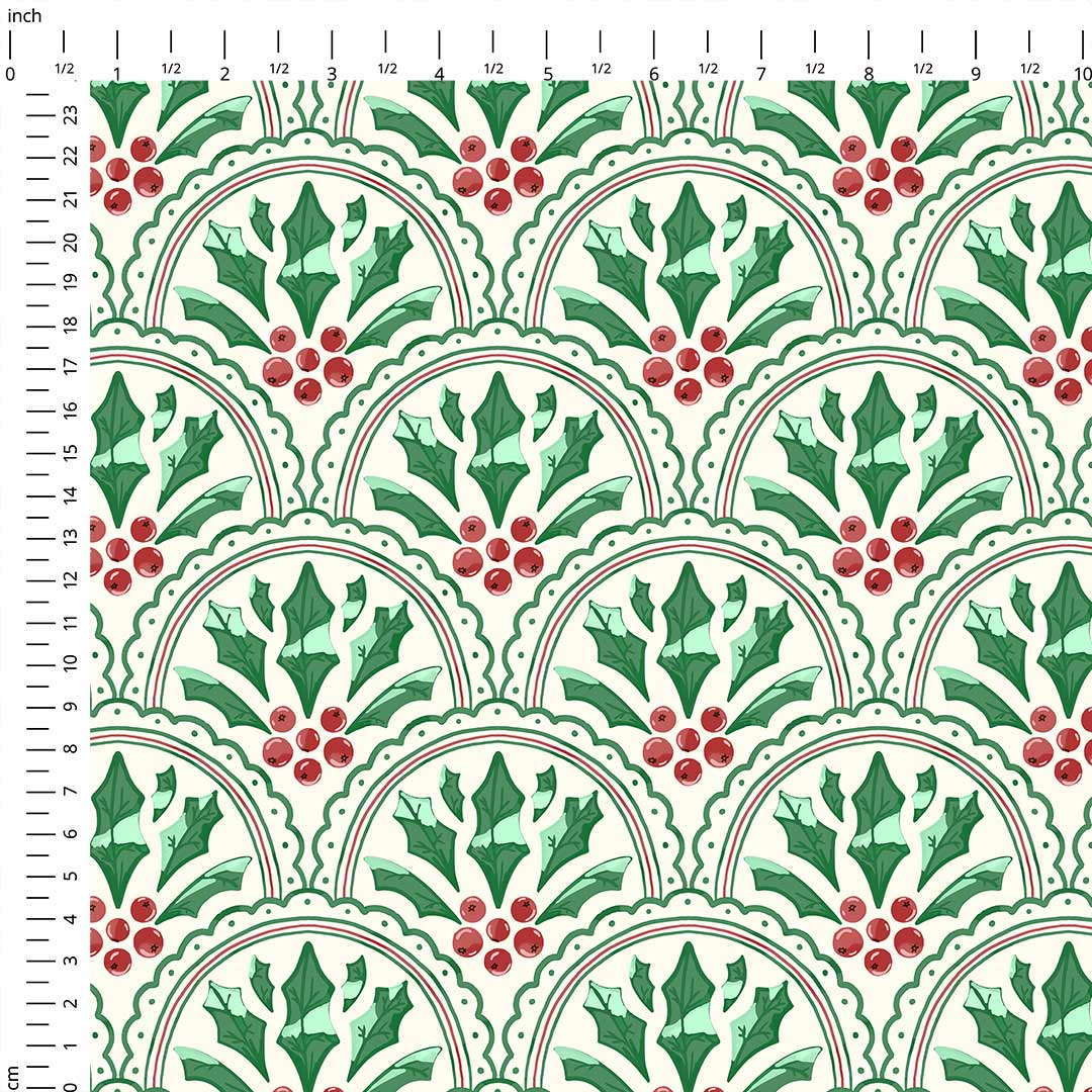 Christmas Scalloped Mistletoe Fabric