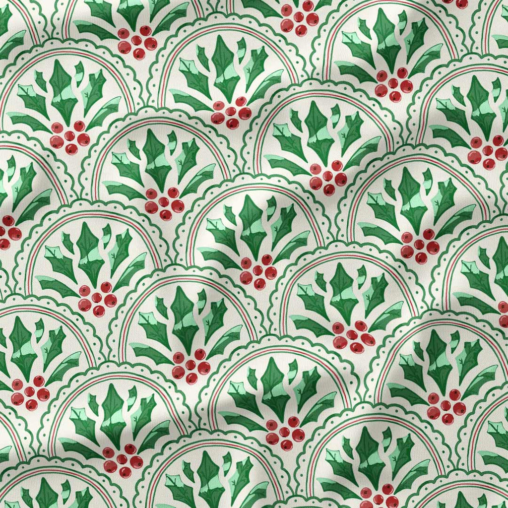 Christmas Scalloped Mistletoe Fabric