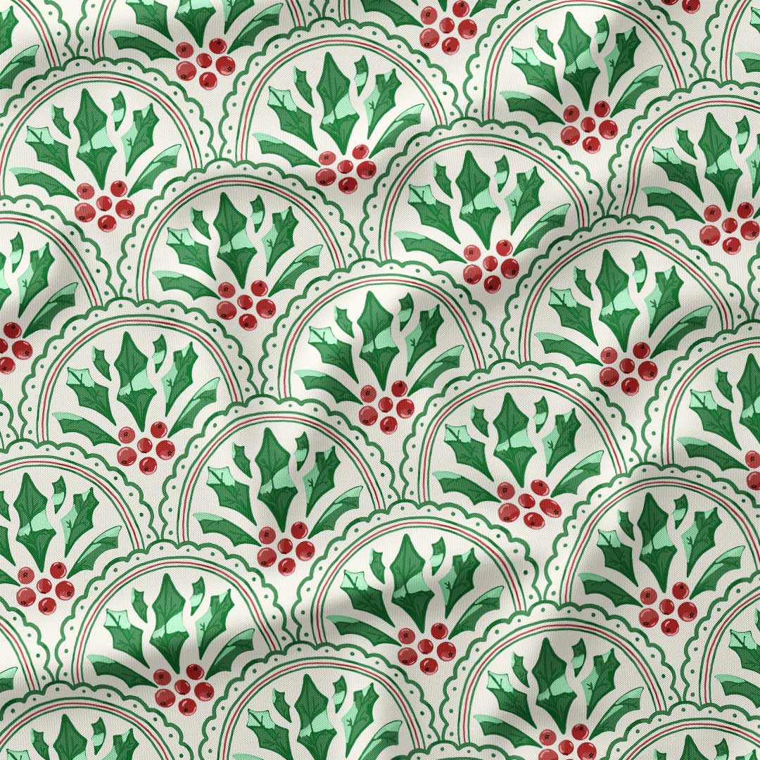 Christmas Scalloped Mistletoe Fabric