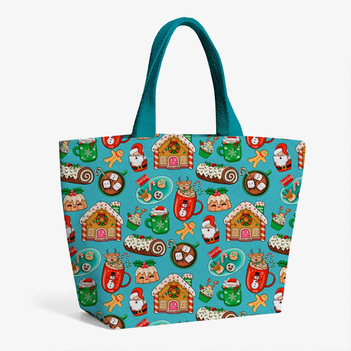 Christmas Snacks Teal Fabric