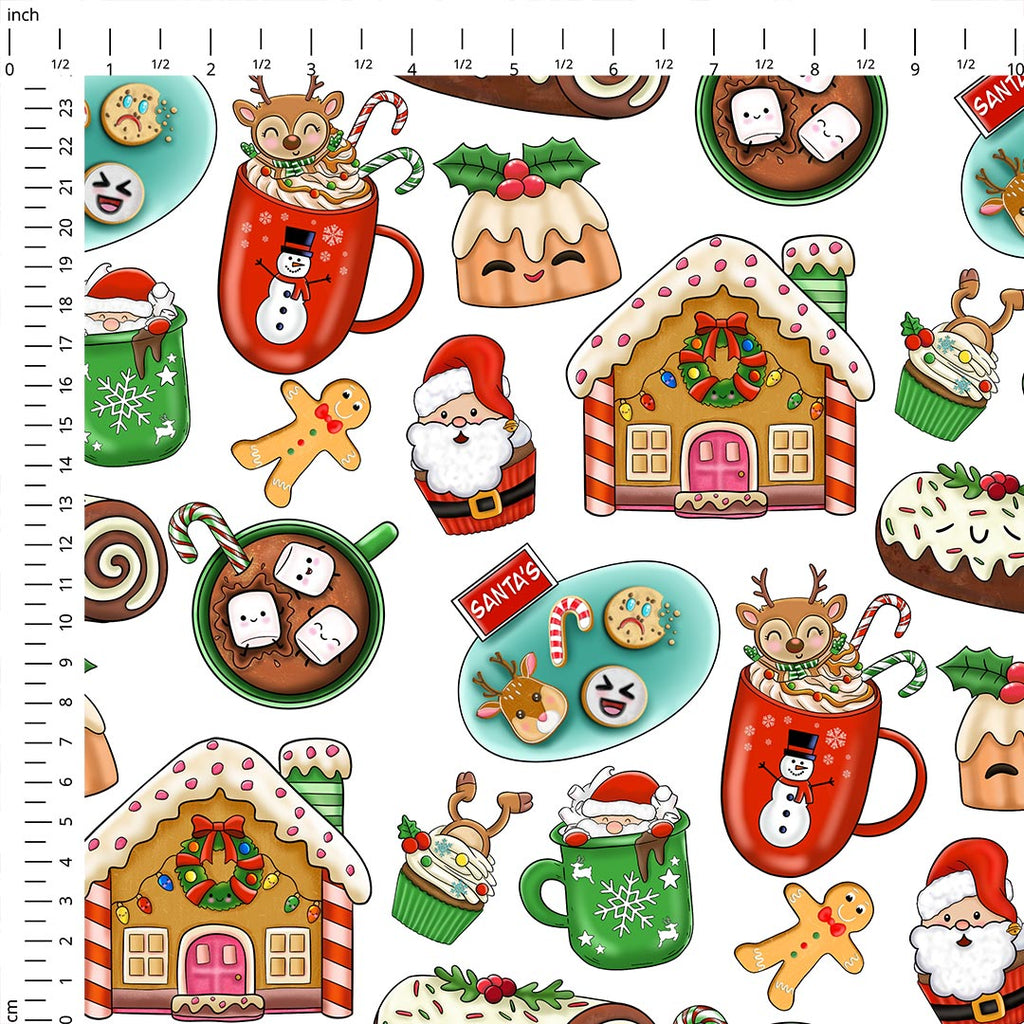 Christmas Snacks White Fabric