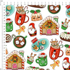 Christmas Snacks White Fabric