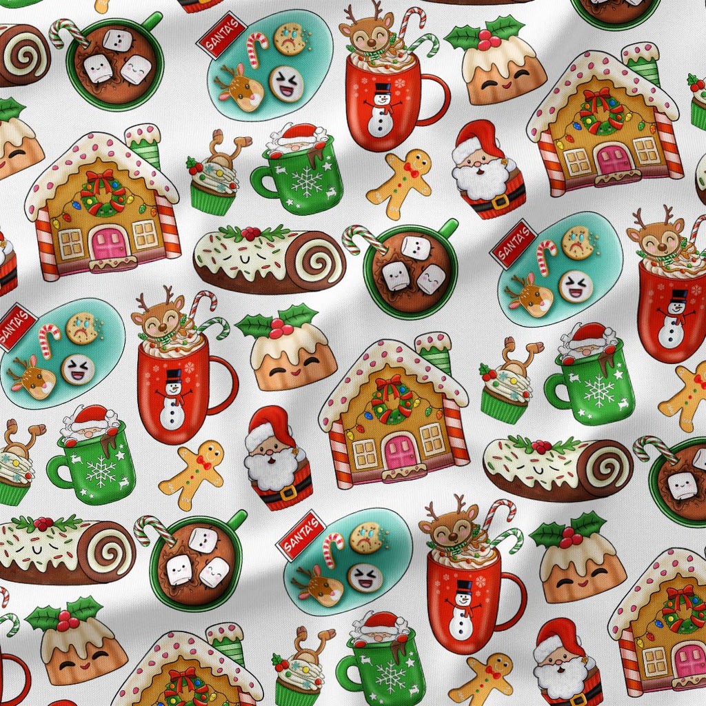 Christmas Snacks White Fabric