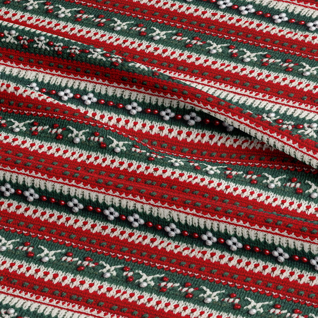 Christmas Sweater Red & Green Knit Fabric