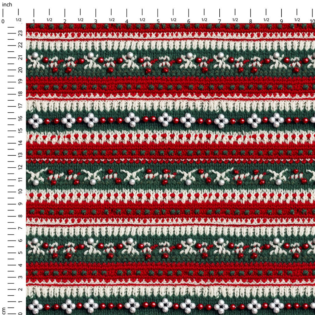 Christmas Sweater Red & Green Knit Fabric