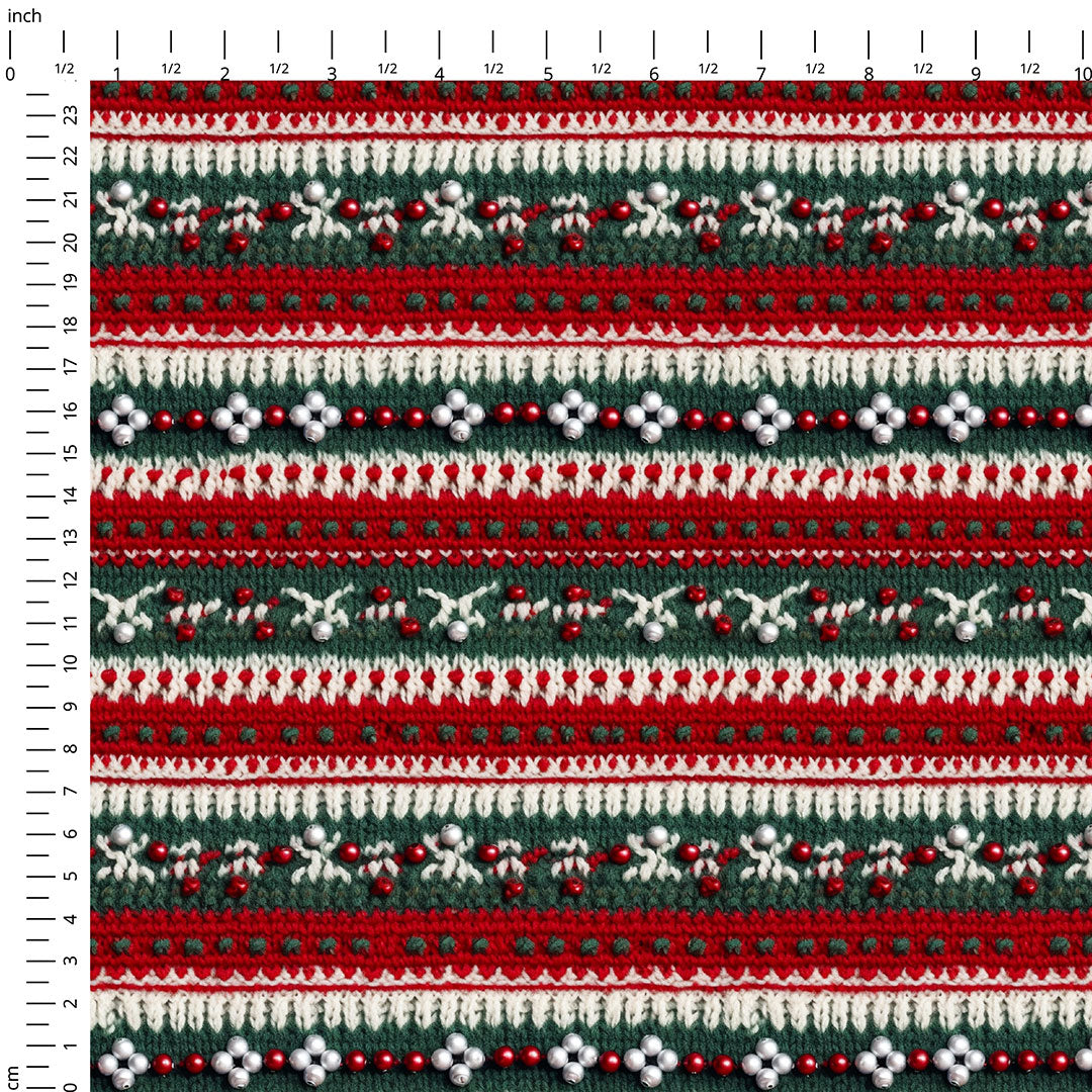 Christmas Sweater Red & Green Knit Fabric