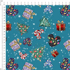 Christmas Teal Fabric