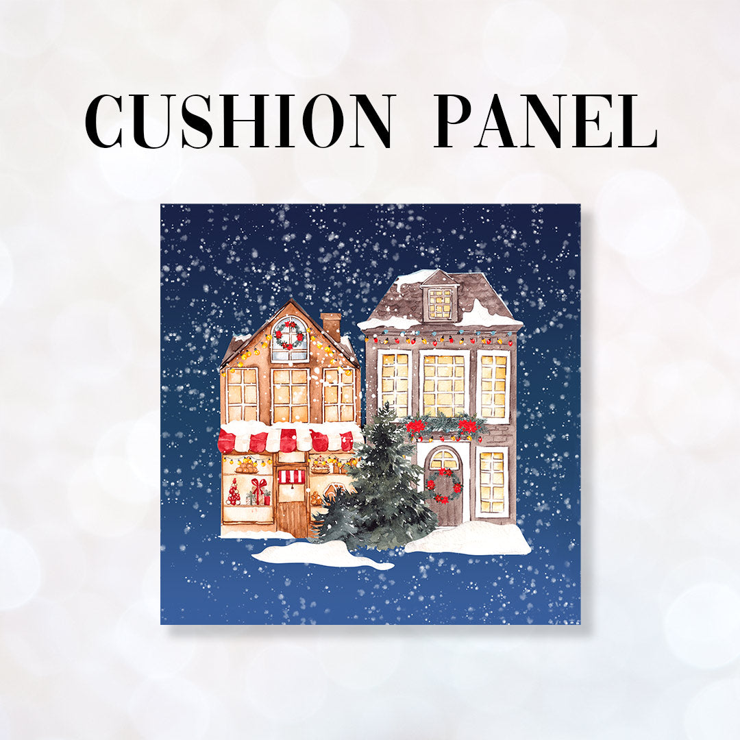CUSHION Fabric Panel Christmas Town House CP-1217