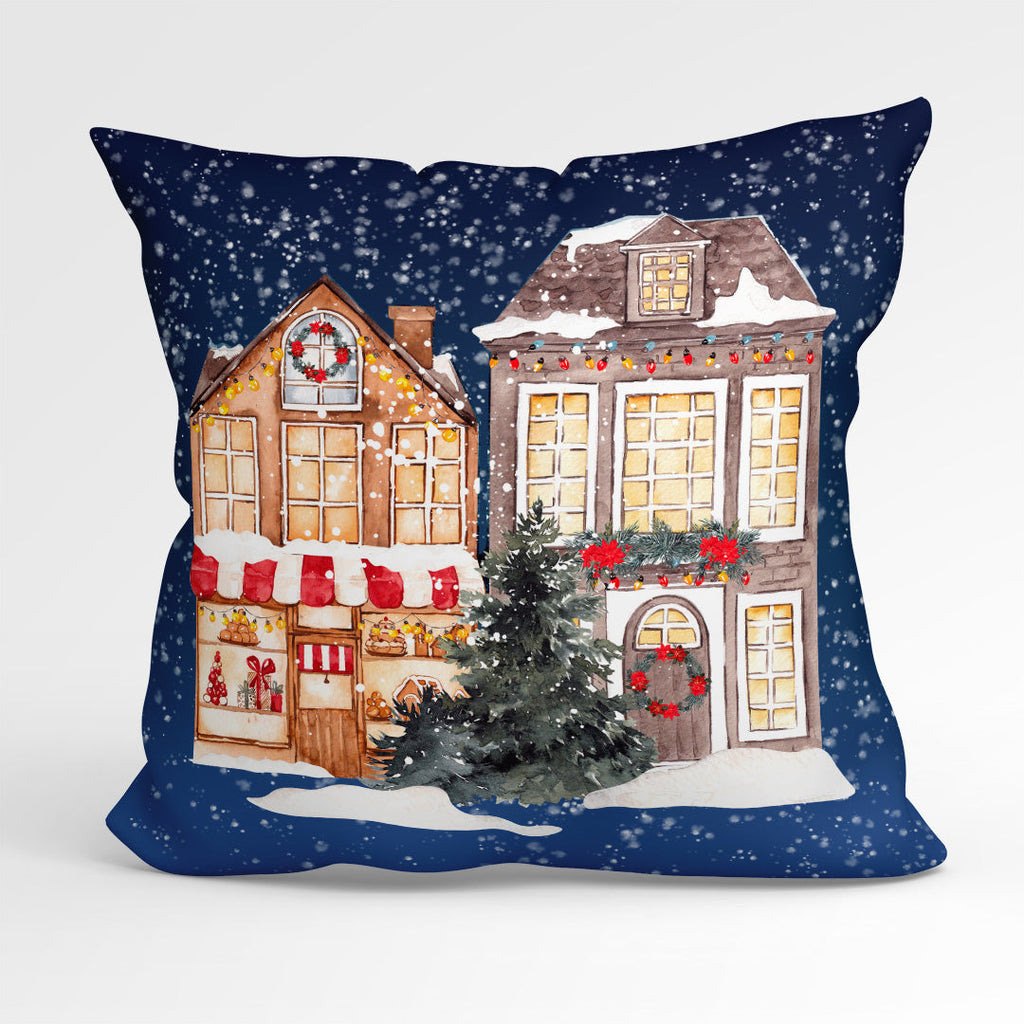 CUSHION Fabric Panel Christmas Town House CP-1217