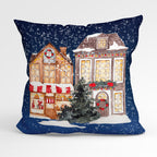 CUSHION Fabric Panel Christmas Town House CP-1217