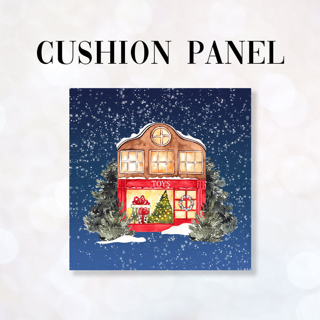 CUSHION Fabric Panel Christmas Toy Shop CP-1219