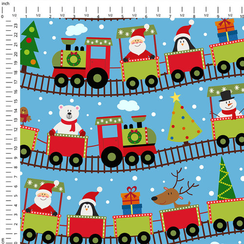 Christmas Train Fabric