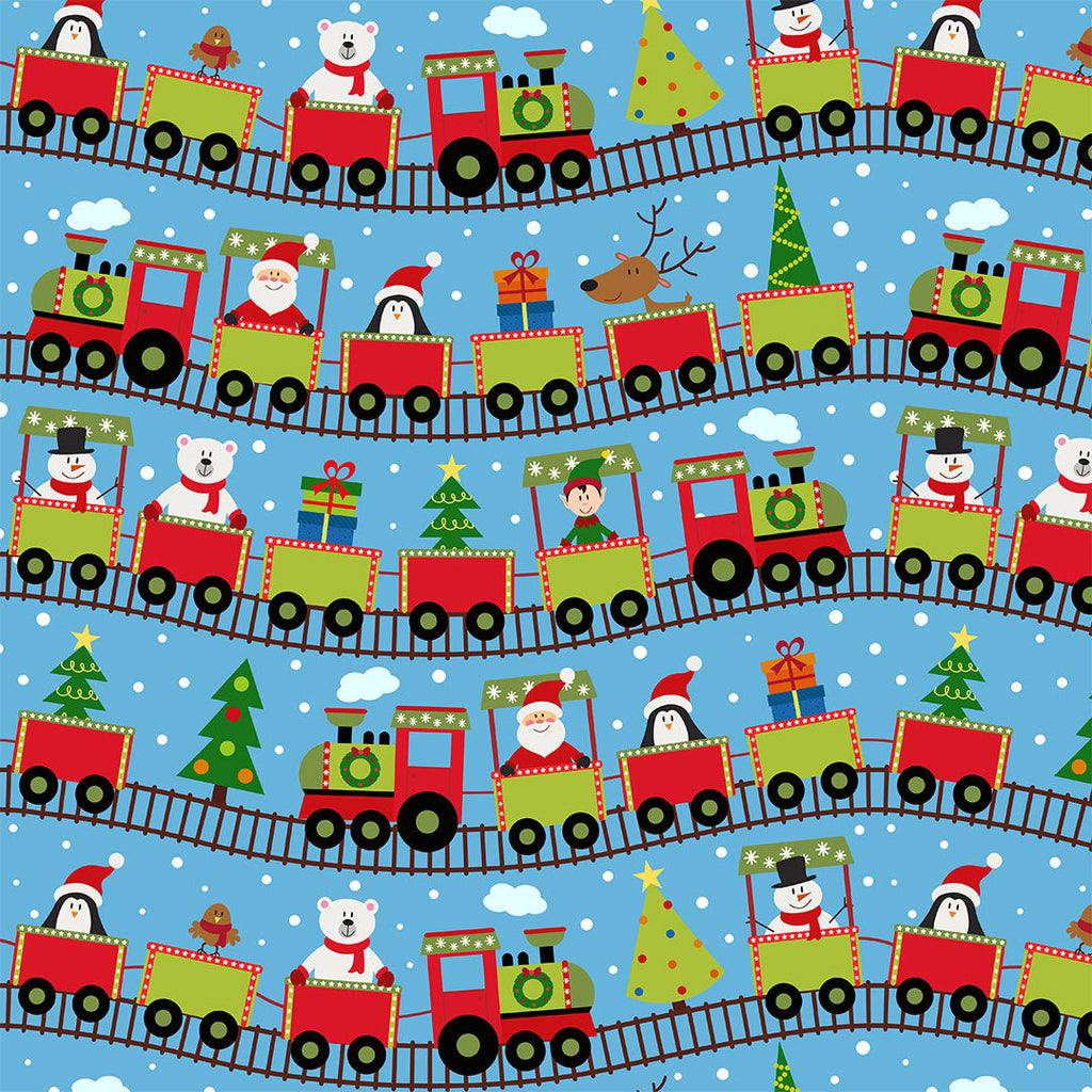 Christmas Train Fabric