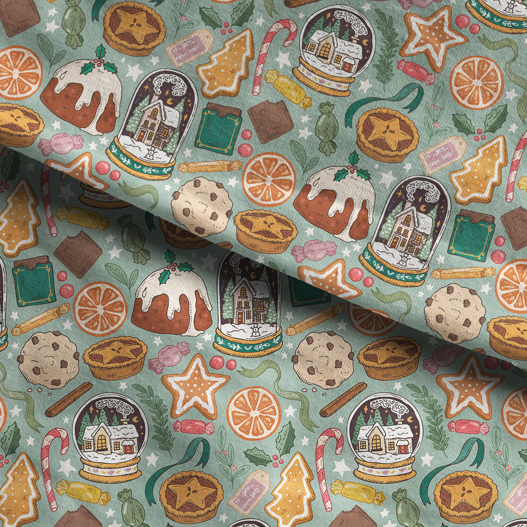 Christmas Treats Sage Fabric