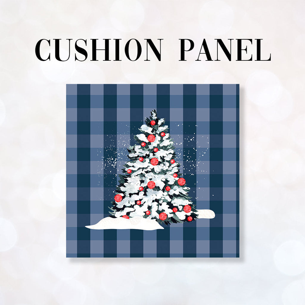 CUSHION Fabric Panel Christmas Tree Blue CP-1223