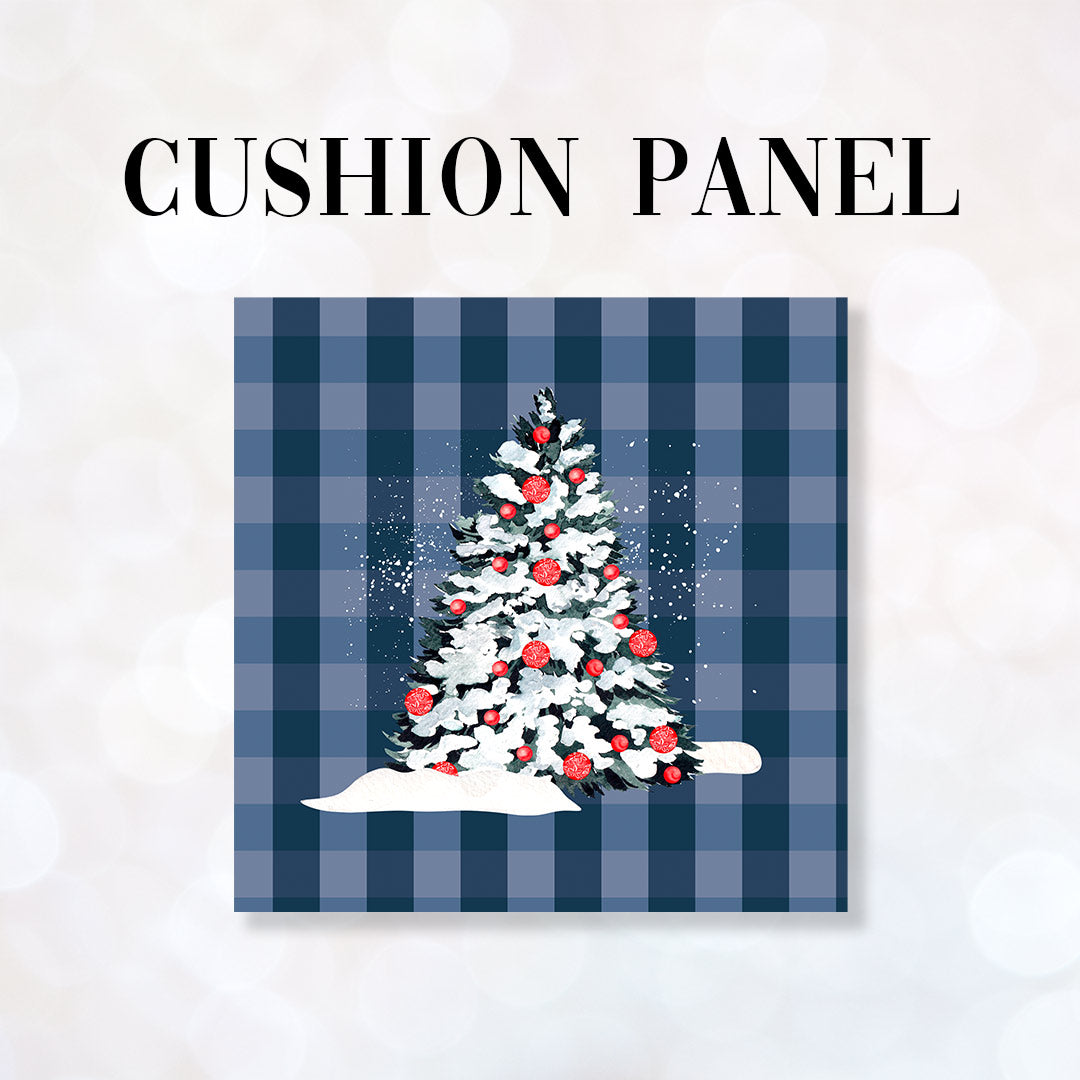 CUSHION Fabric Panel Christmas Tree Blue CP-1223