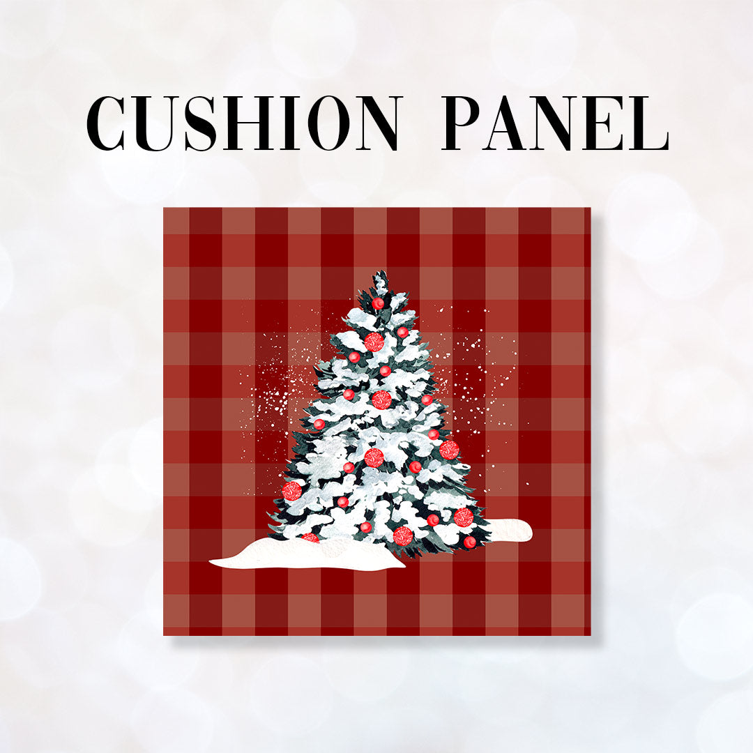 Red Christmas Tree Fabric Panel for sewing Cushions. – Custom Fabrics UK