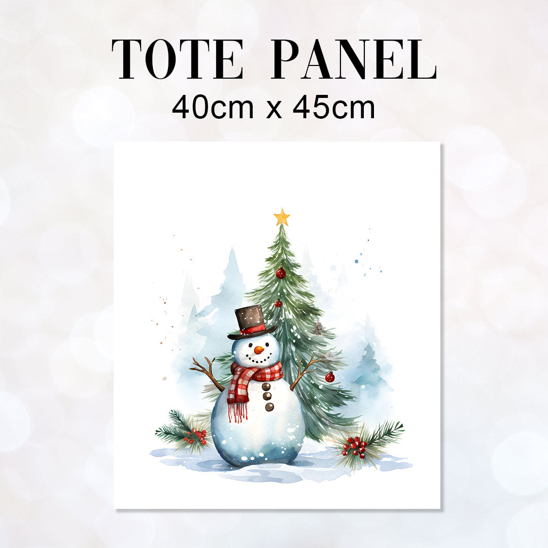 Christmas Tree Snowman Fabric Panel for sewing Tote Bags – Custom ...