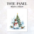 TOTE Christmas Tree Snowman Fabric Bag Panel