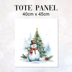 TOTE Christmas Tree Snowman Fabric Bag Panel