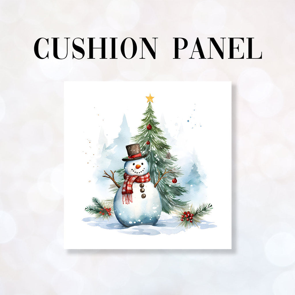 CUSHION Fabric Panel Christmas Tree Snowman CP-1222