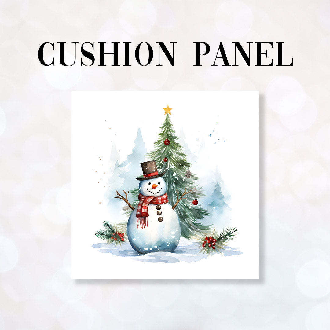 CUSHION Fabric Panel Christmas Tree Snowman CP-1222