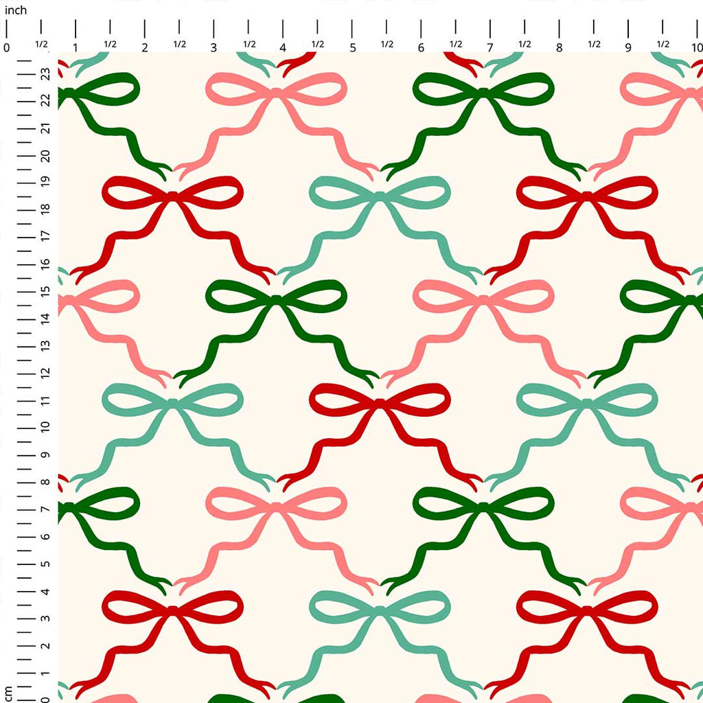 Christmas Bows Red and Green Fabric