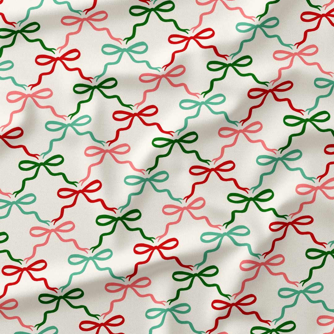 Christmas Bows Red and Green Fabric