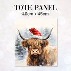 TOTE Christmas Highland Cow H-1 Fabric Bag Panel