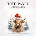 TOTE Christmas Highland Cow H-2 Fabric Bag Panel