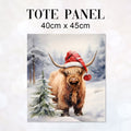TOTE Christmas Highland Cow H-3 Fabric Bag Panel