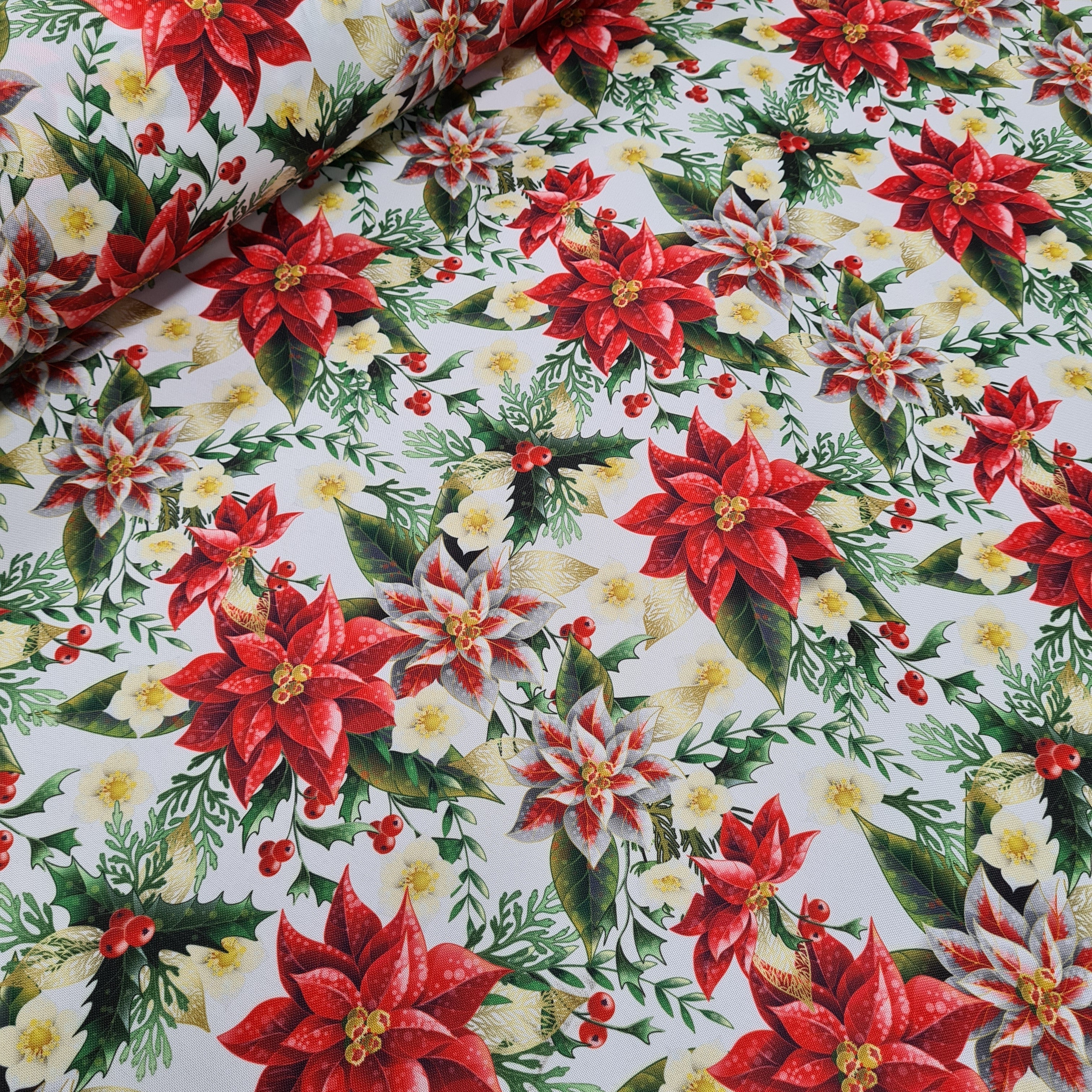 Christmas Poinsettia Fabric
