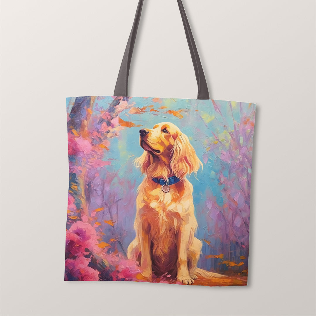 TOTE Cocker Spaniel Pastel Forest Fabric Bag Panel TP-129