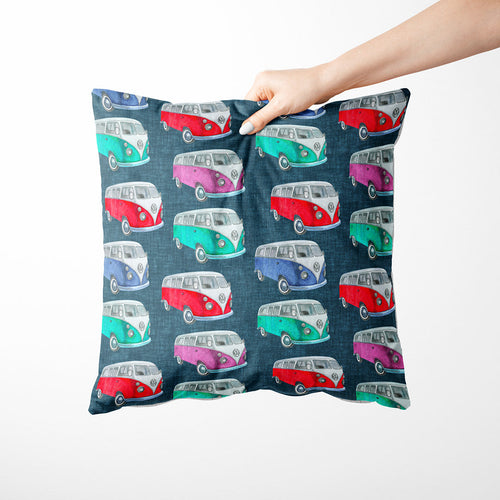 Colourful Campers Denim Fabric