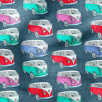 Colourful Campers Denim Fabric