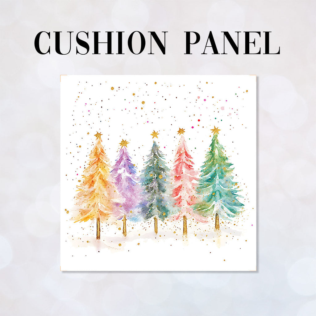 CUSHION Panel Colourful Christmas Trees 1 CP-791