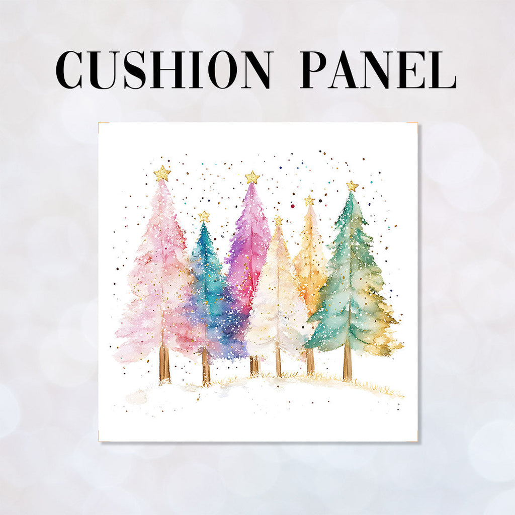 CUSHION Panel Colourful Christmas Trees 2 CP-792