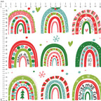 Colourful Christmas Rainbows Fabric