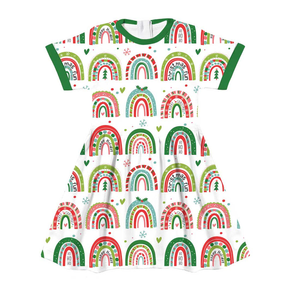 Colourful Christmas Rainbows Fabric