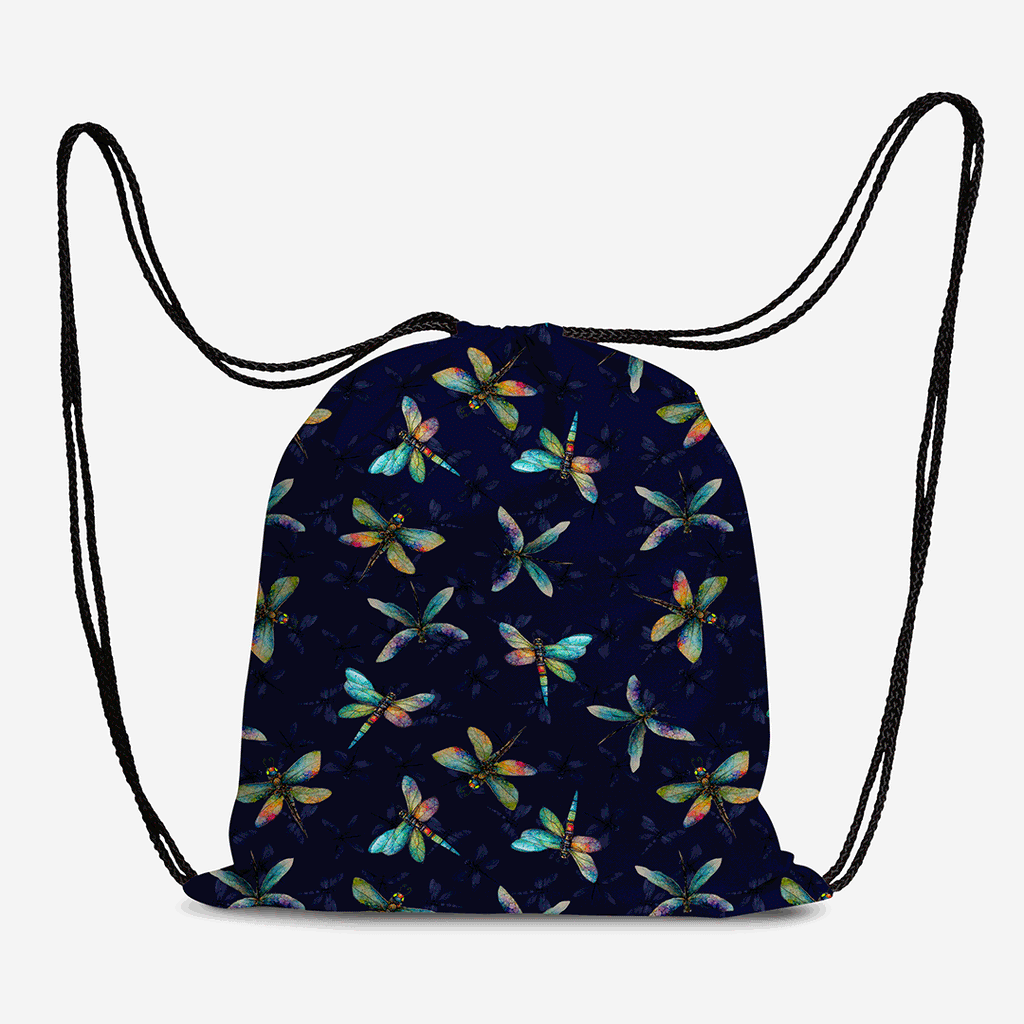 Colourful Dragonflies Navy Fabric