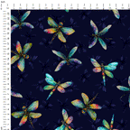 Colourful Dragonflies Navy Fabric