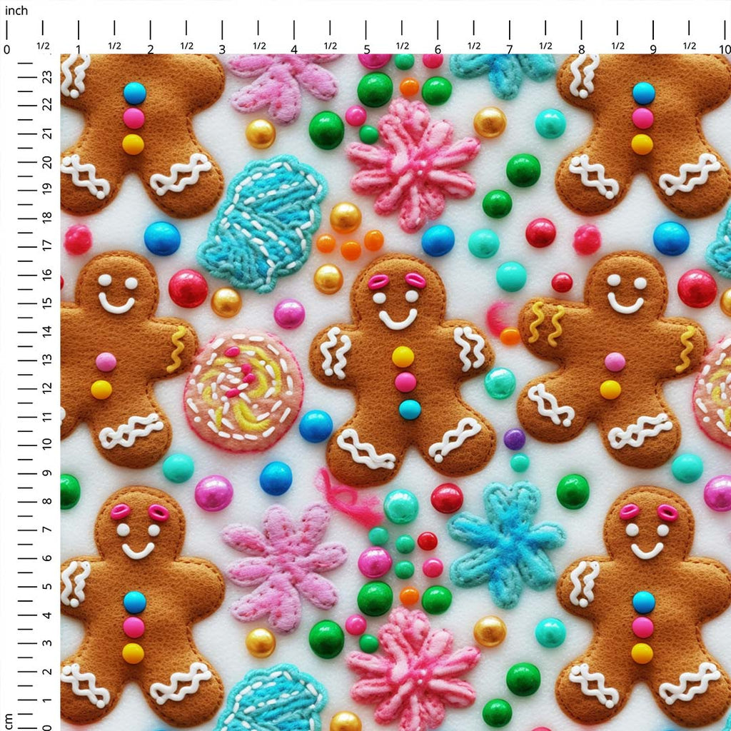 Colourful Gingerbread Man Fabric