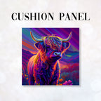 CUSHION Fabric Panel Colourful Highland Cow CP-1237