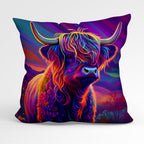 CUSHION Fabric Panel Colourful Highland Cow CP-1237